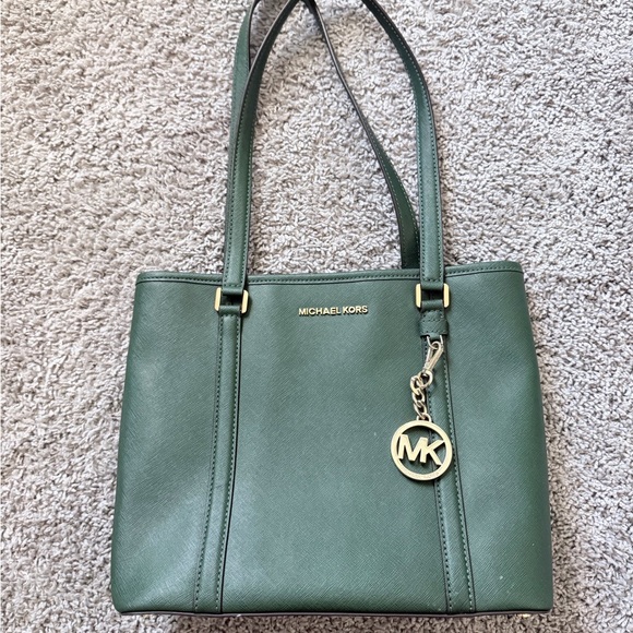 Michael Kors Sady Medium Saffiano Leather Tote Bag Green - Picture 2 of 7